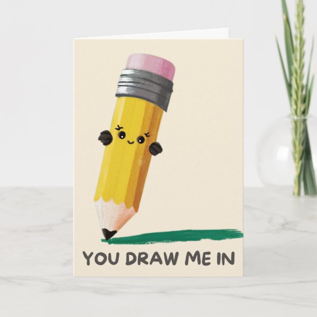 Tarjeta Happy Anniversary Cute Funny Simple Pencil Card (Anverso)