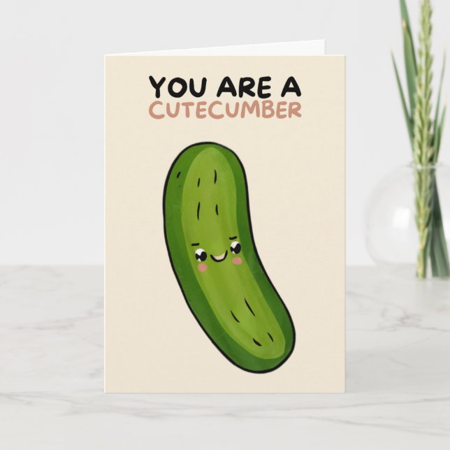 Tarjeta Happy Anniversary Cute Funny Simple Pickle Card (Anverso)