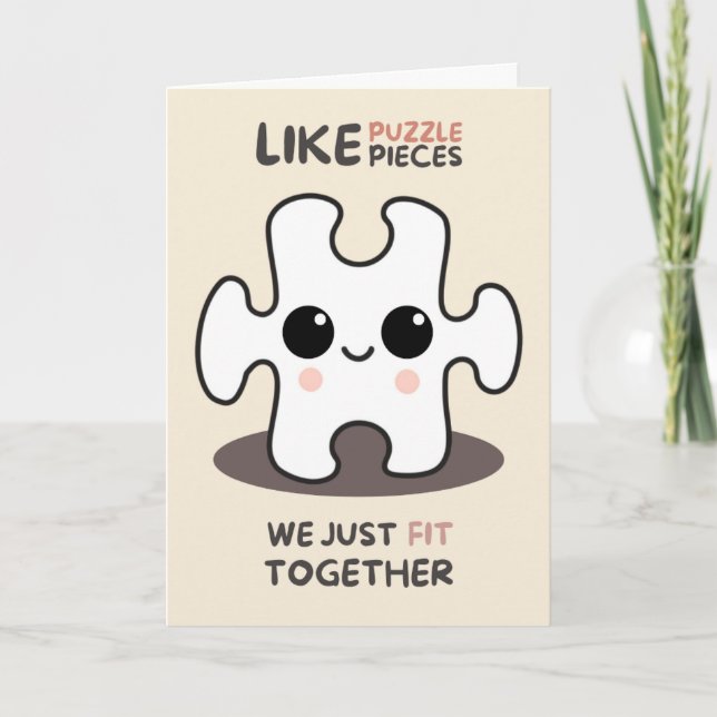 Tarjeta Happy Anniversary Cute Funny Simple Puzzle Card (Anverso)