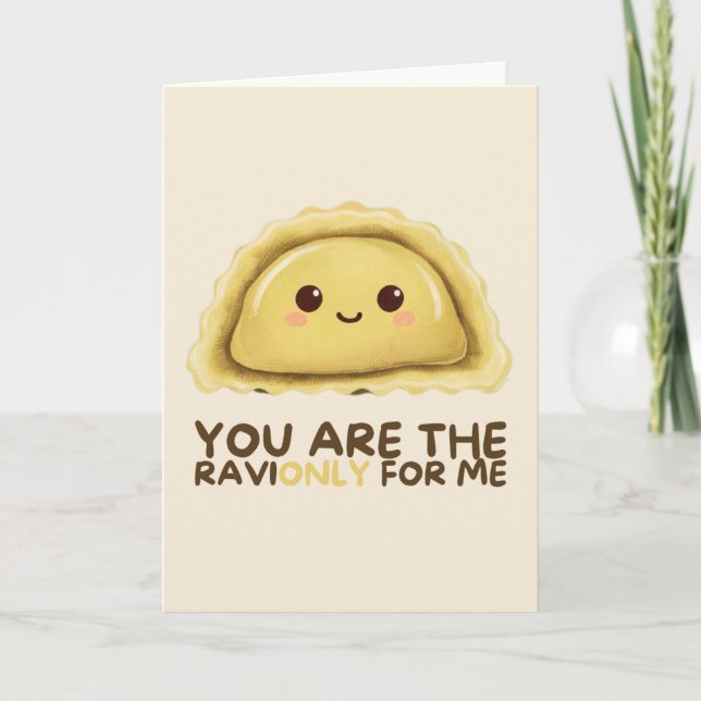 Tarjeta Happy Anniversary Cute Funny Simple Ravioli Card (Anverso)