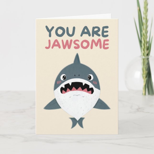 Tarjeta Happy Anniversary Cute Funny Simple Shark Card (Anverso)