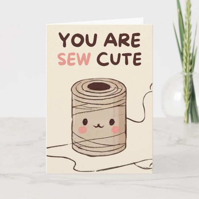Tarjeta Happy Anniversary Cute Funny Simple Thread Card (Anverso)