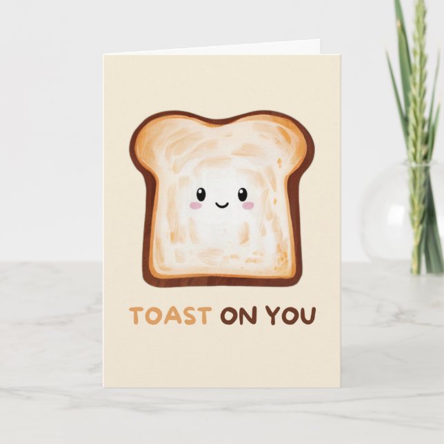 Tarjeta Happy Anniversary Cute Funny Simple Toast Card (Anverso)