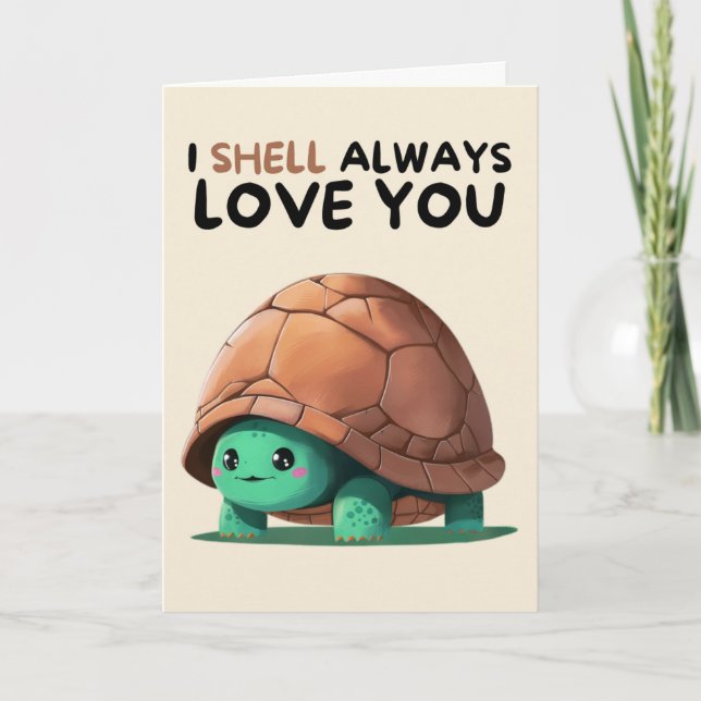 Tarjeta Happy Anniversary Cute Funny Simple Turtle Card (Anverso)