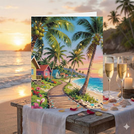 Tarjeta Happy Anniversary Day | Romantic Poem Coastal