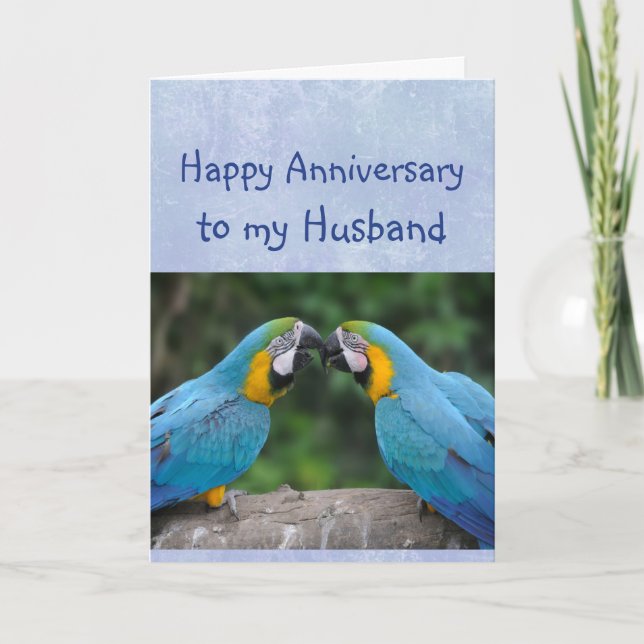 Tarjeta Happy Anniversary Parrot Husband Love Card (Anverso)
