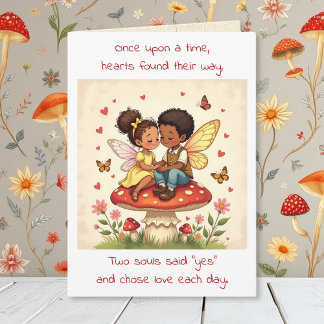 Tarjeta Happy Anniversary Vintage Cottage Core Fairy Poem