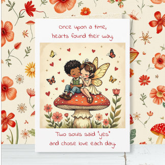 Tarjeta Happy Anniversary Vintage Cottage Core Fairy Poem