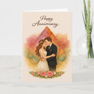 Tarjeta Happy Anniversary with Romance Couple 