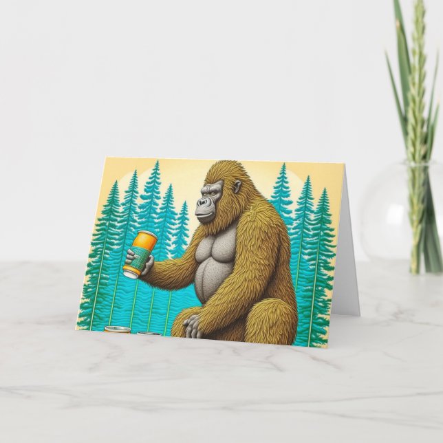 Tarjeta Happy Beer day Birthday Pin Bigfoot (Anverso)