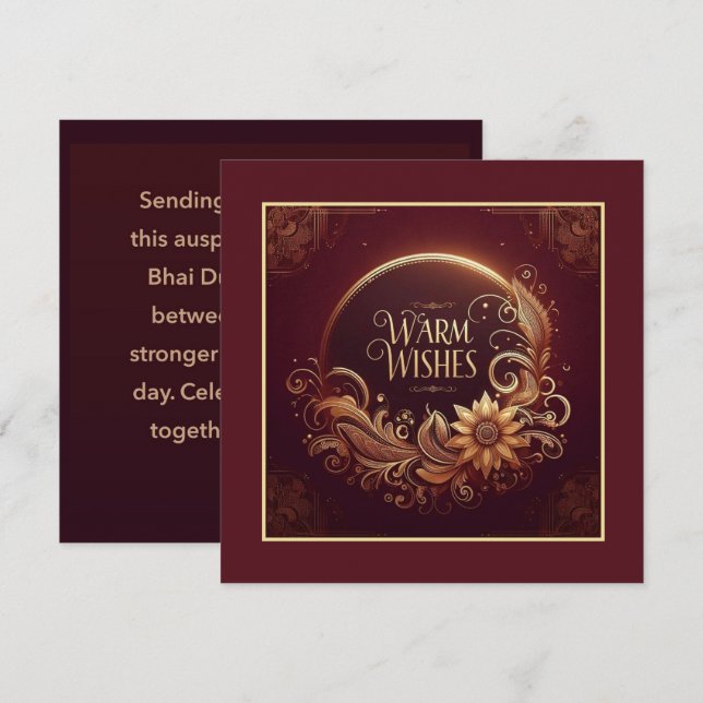 Tarjeta Happy Bhai Duj (Anverso / Reverso)