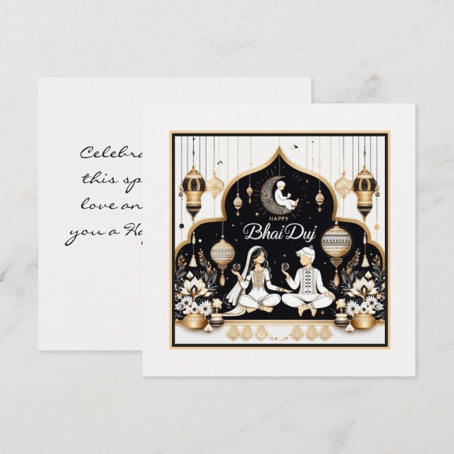 Tarjeta Happy Bhai Duj (Anverso / Reverso)