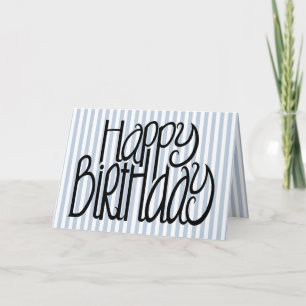 Tarjeta Happy Birday Blue Stripes