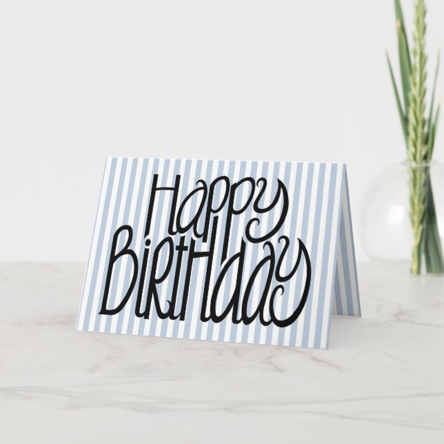 Tarjeta Happy Birday Blue Stripes (Anverso)