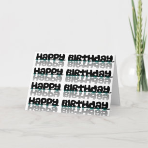 Tarjeta Happy Birday Card Black and Turquoise Reflection