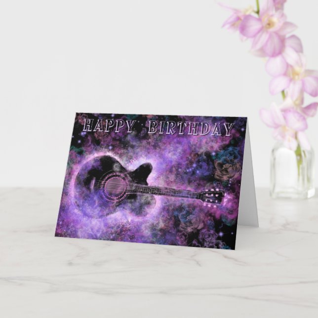 Tarjeta Happy Birday Card Magic Guitar Music (Orquídea)