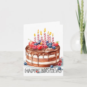 Tarjeta Happy Birday Chocolate Cake Art