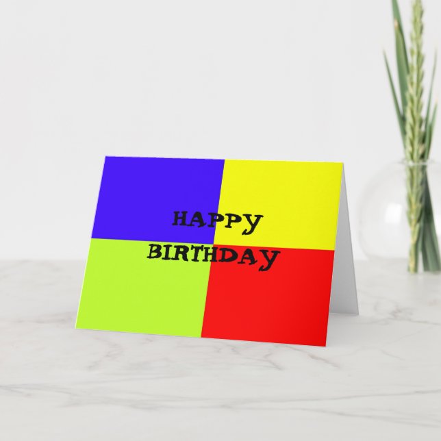 Tarjeta Happy Birday Colour Block Art (Anverso)