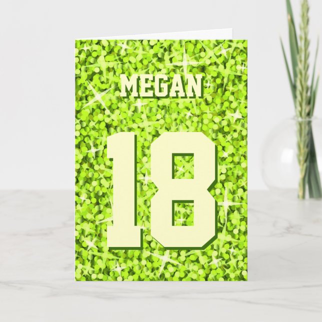 Tarjeta "Happy Birday" de Glitz Lime "Name and Age (Anverso)