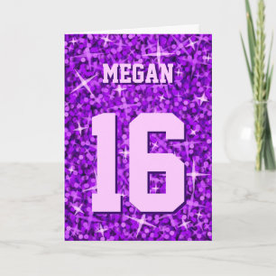 Tarjeta "Happy Birday" de Glitz Purple "Name and A
