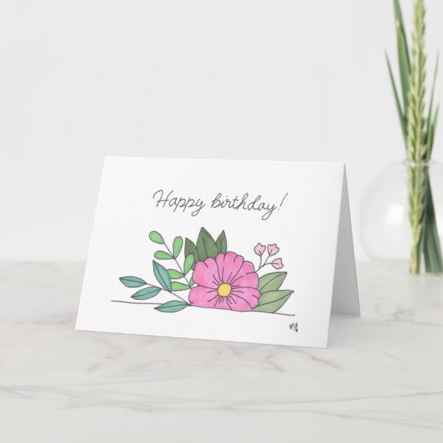 Tarjeta Happy Birday Flowers 4 (Anverso)