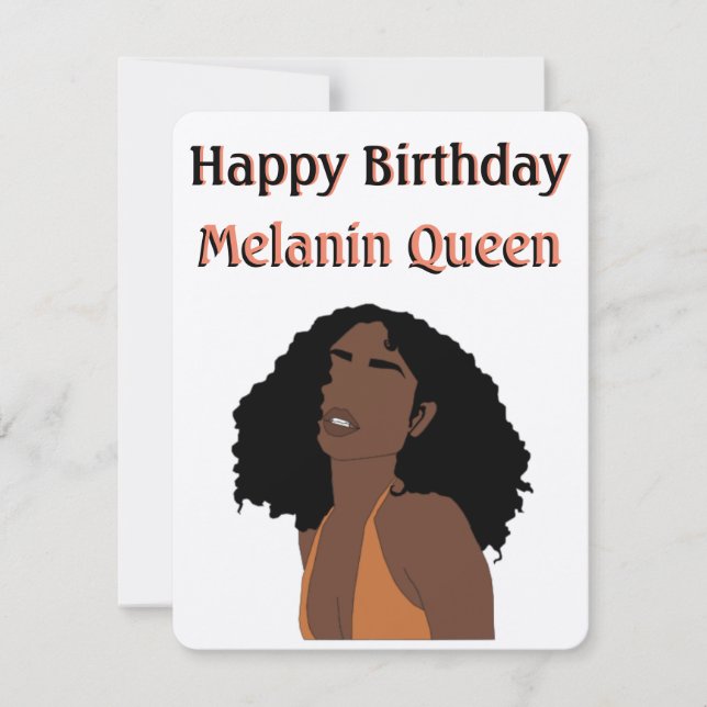 Tarjeta "Happy Birday Melanin Queen" (Anverso)