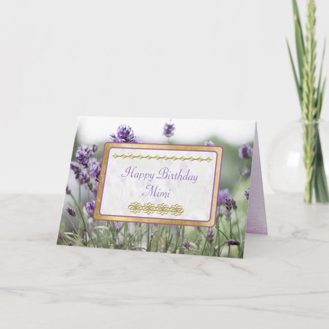 Tarjeta Happy Birday Mimi Lavender Fields (Anverso)