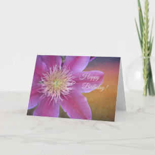 Tarjeta Happy Birday Pink Clematis