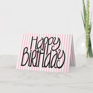 Tarjeta Happy Birday Pink Stripes