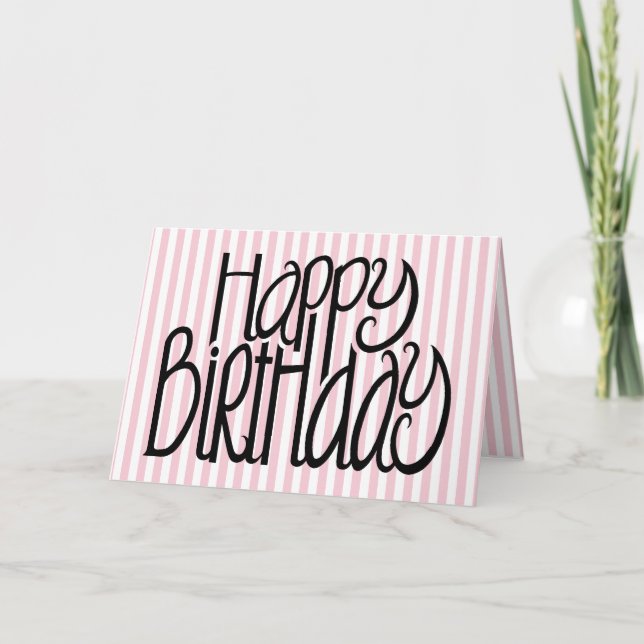 Tarjeta Happy Birday Pink Stripes (Anverso)