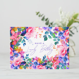 Tarjeta Happy Birday Rainbow Garden Floral