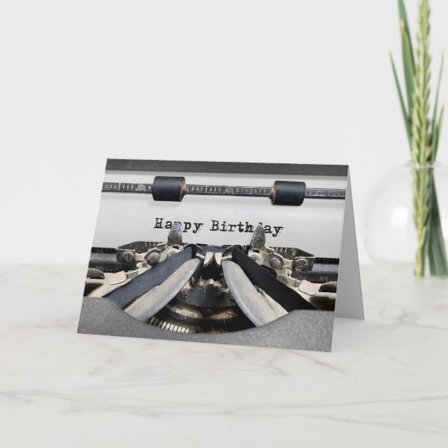 Tarjeta Happy Birday Retro Typewriter (Anverso)