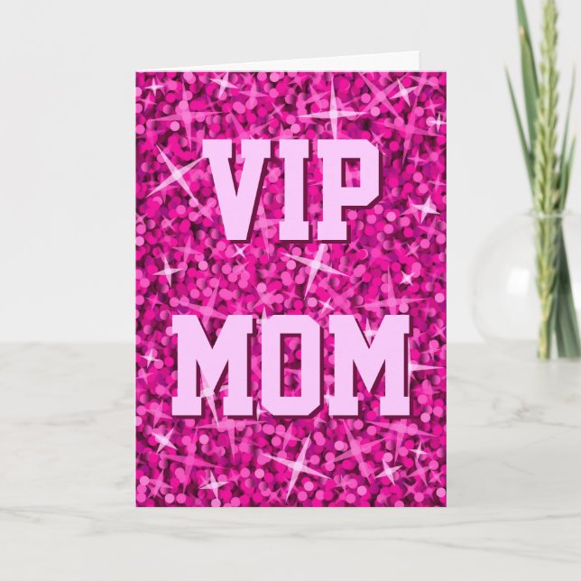 Tarjeta "Happy Birday" rosa de Glitz "VIP MOM" (Anverso)