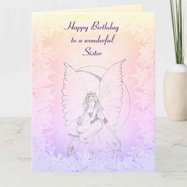 Tarjeta Happy Birday Sister Fairy design (Anverso)
