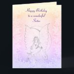 Tarjeta Happy Birday Sister Fairy design<br><div class="desc">Hermoso diseño de Moonstone Fairy Happy Birthday Sister Greeting Card.</div>