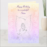 Tarjeta Happy Birday Sister Fairy design<br><div class="desc">Hermoso diseño de Moonstone Fairy Happy Birthday Sister Greeting Card.</div>