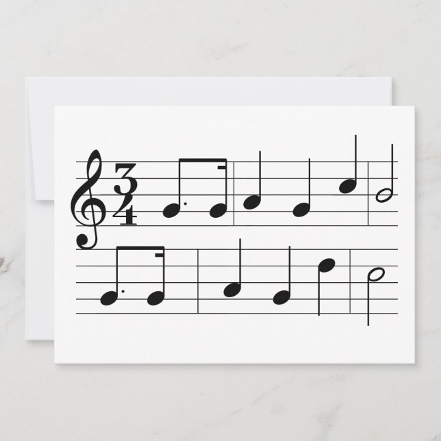 Tarjeta Happy Birday Song Music Notes Sheet Music (Anverso)