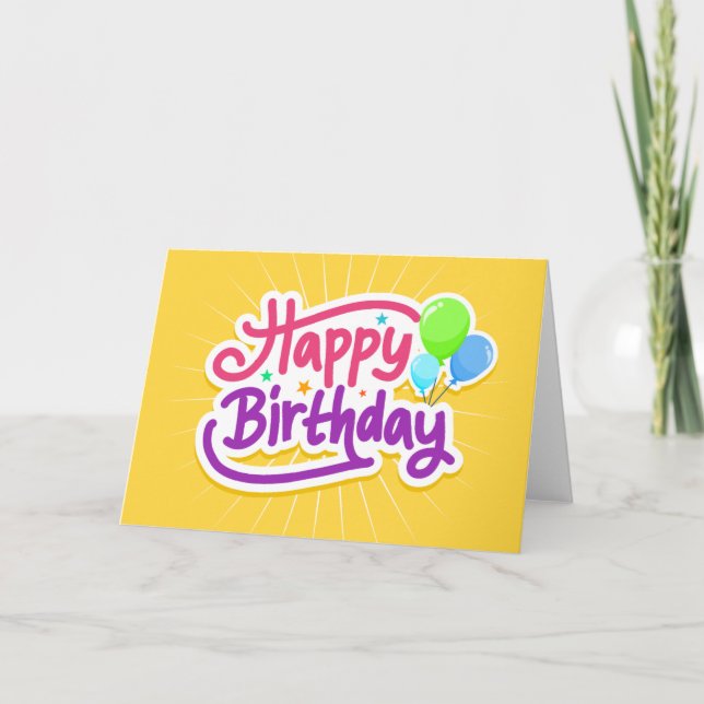 Tarjeta Happy Birday Word Cloud (Anverso)