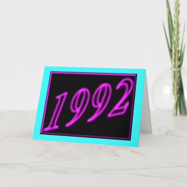 Tarjeta Happy Birthday 1992 Year of birth Neon 90's 90s (Anverso)