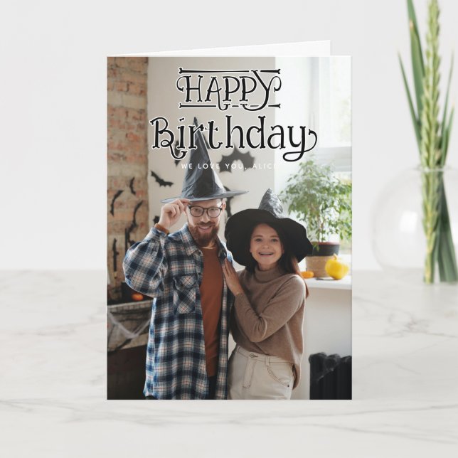 Tarjeta Happy Birthday 3 Photo Folded Greeting Card (Anverso)