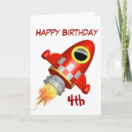 Tarjeta Happy Birthday 4th Little Rocket Theme