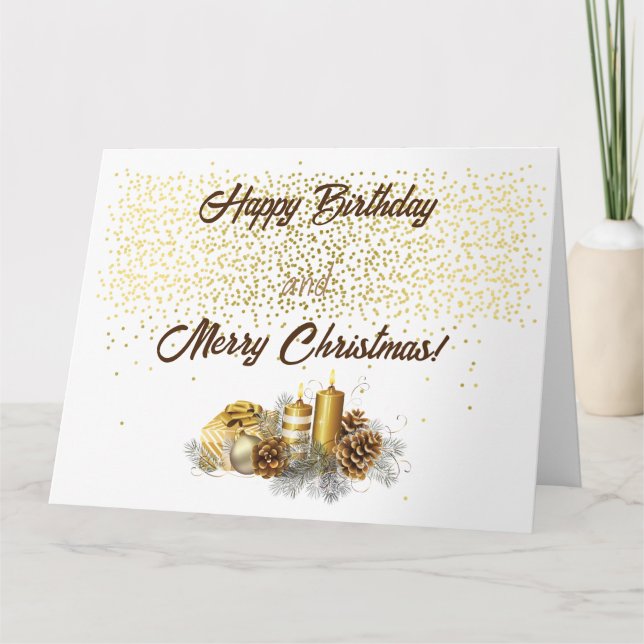 Tarjeta Happy Birthday and Merry Christmas (Anverso)