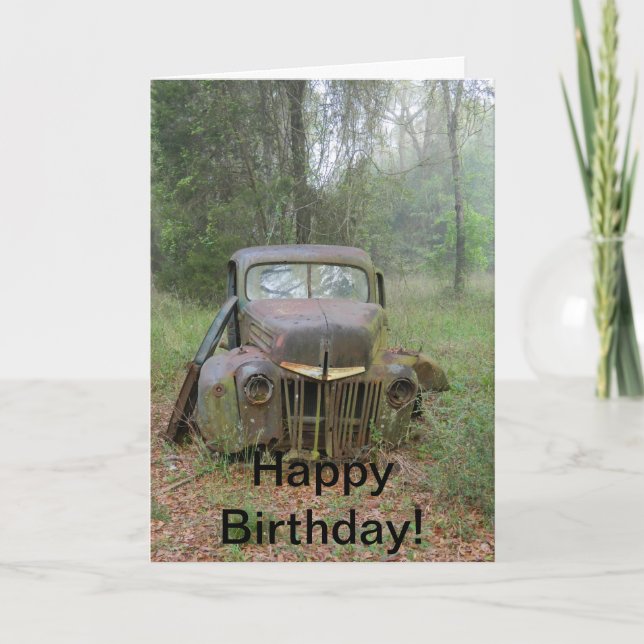 Tarjeta Happy Birthday Antique Car (Anverso)
