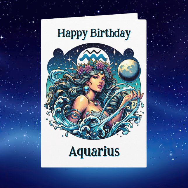 Tarjeta Happy Birthday Aquarius } Inside Coloring Page (Subido por el creador)