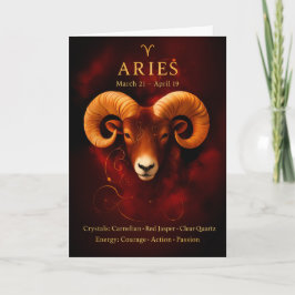 Tarjeta Happy Birthday Aries | Carnelian Birthstone Card 