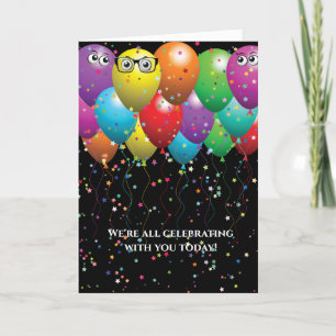 Tarjeta Happy Birthday Balloon bunch and stars