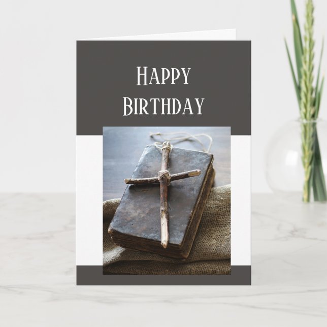 Tarjeta Happy Birthday Bible Cross Love Respect  Card (Anverso)