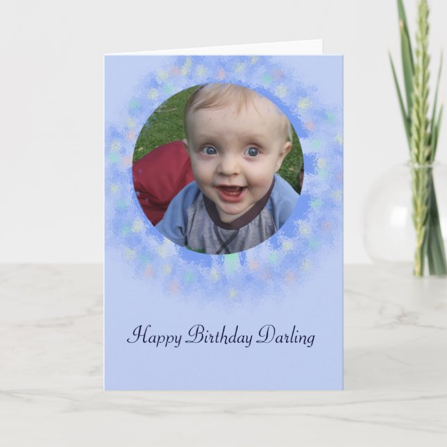 Tarjeta Happy Birthday Blue Custom Photo Greeting Card (Anverso)