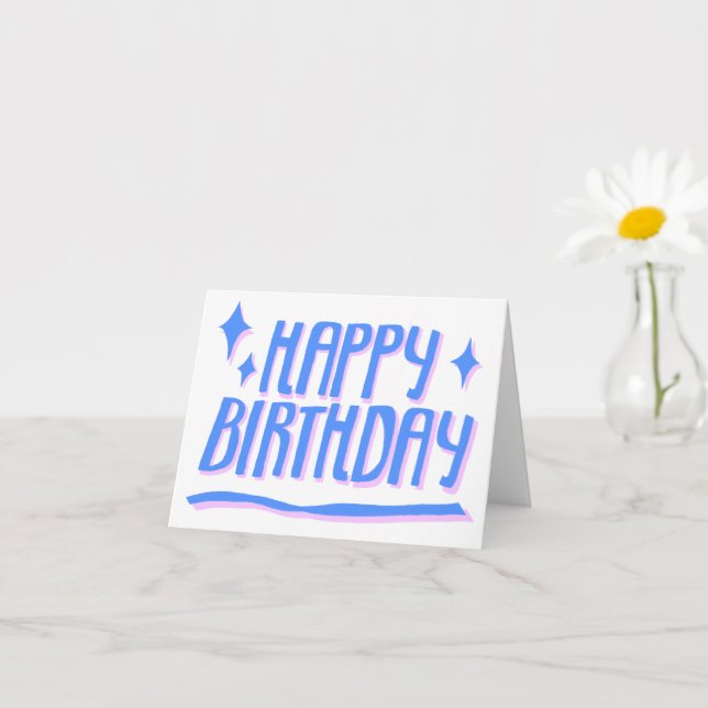 Tarjeta HAPPY BIRTHDAY Blue Handlettered Personalizado (Planta pequeña)