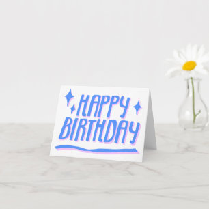 Tarjeta HAPPY BIRTHDAY Blue Handlettered Personalizado